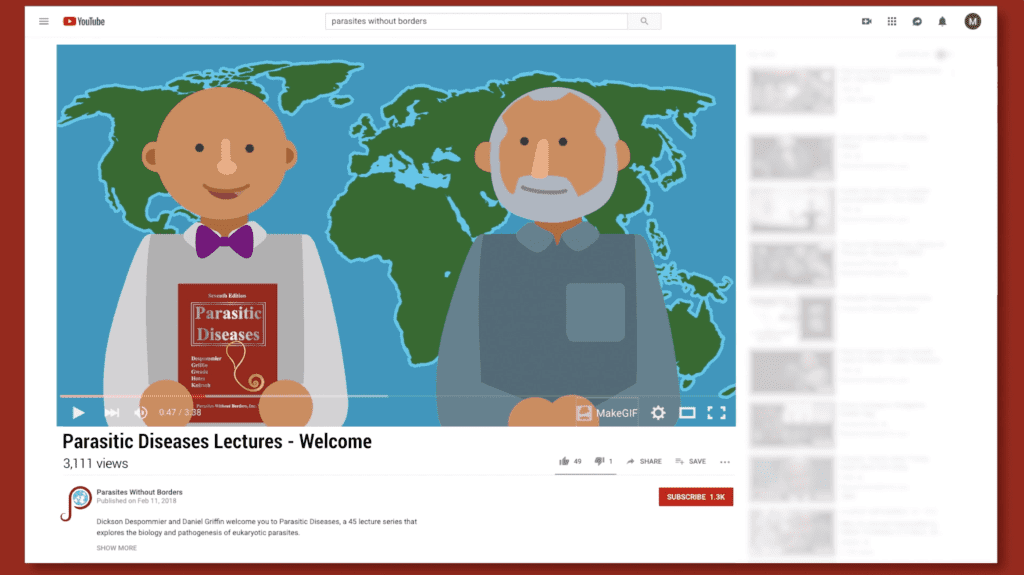 An illustration of the Parasites Without Borders YouTube channel