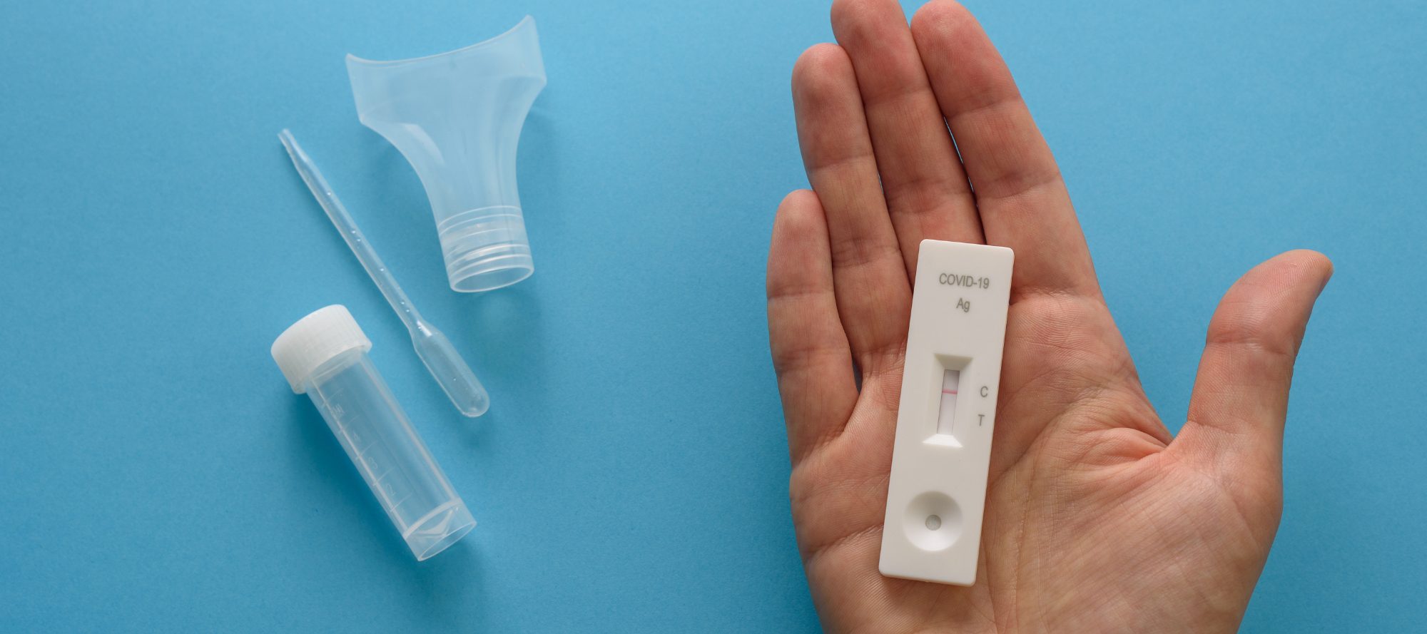Person holding COVID test in hand