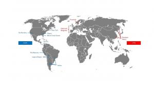 Figure 2. Approximate distributions of Hantaviruses that cause human disease