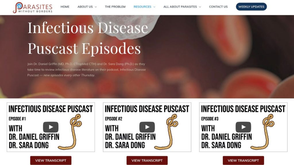 website main header of a bloodstream with youtube videos and red buttons